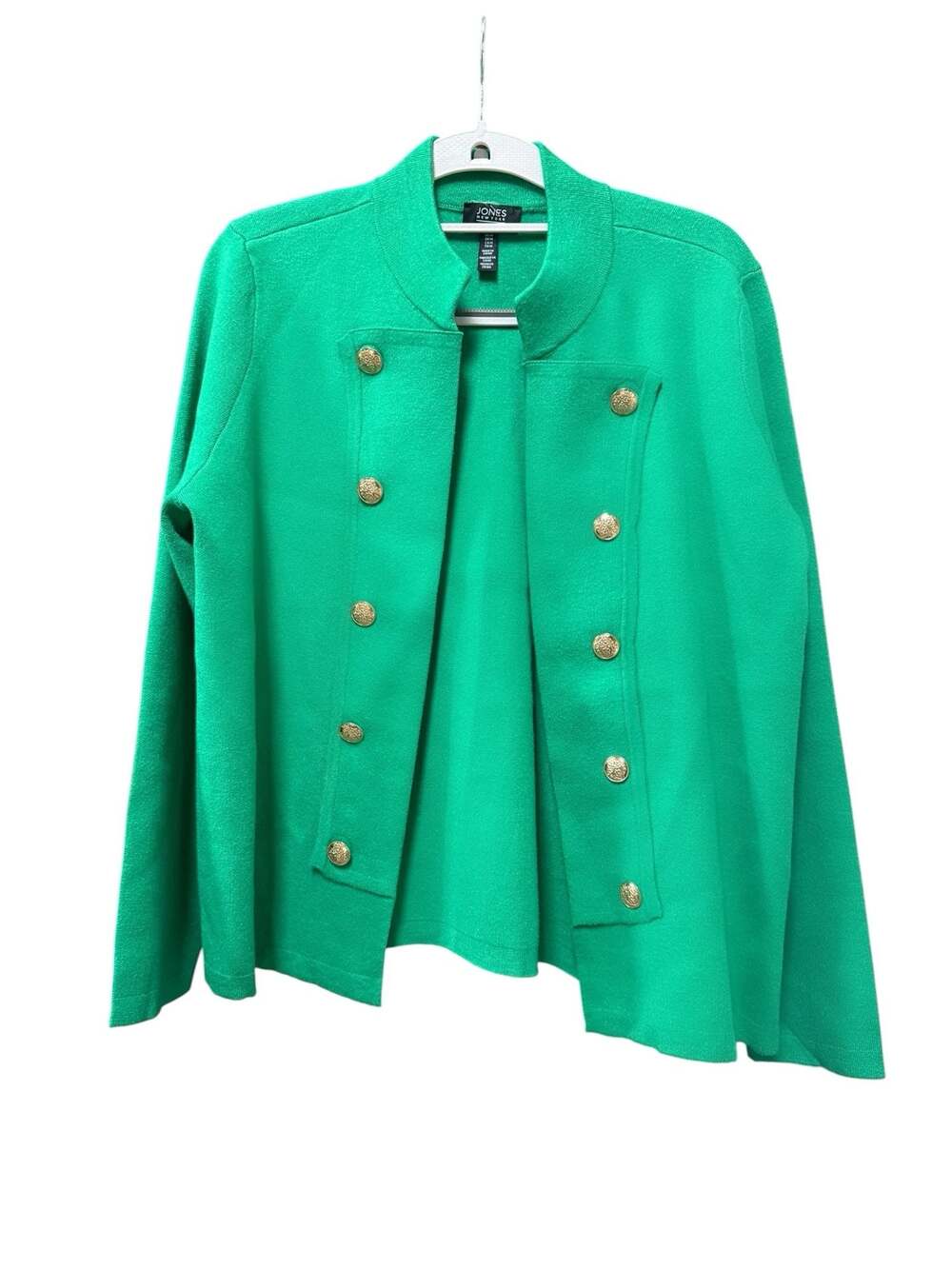 Jones New York Green Double-Breasted Knit Blazer Jacket Size M